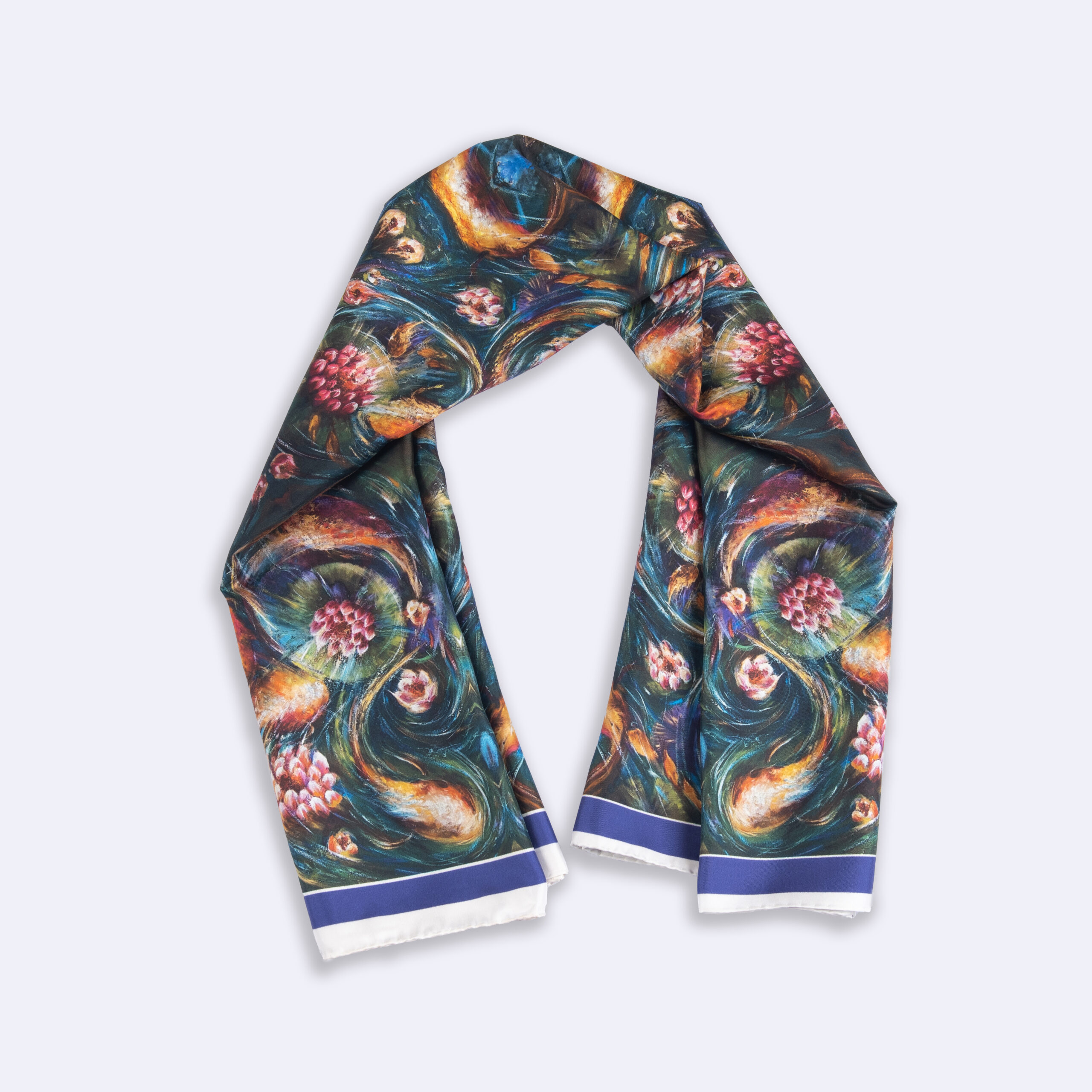 SCARF 1-DANCE OF THE KOI SILK TWILL - Image 3